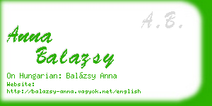 anna balazsy business card